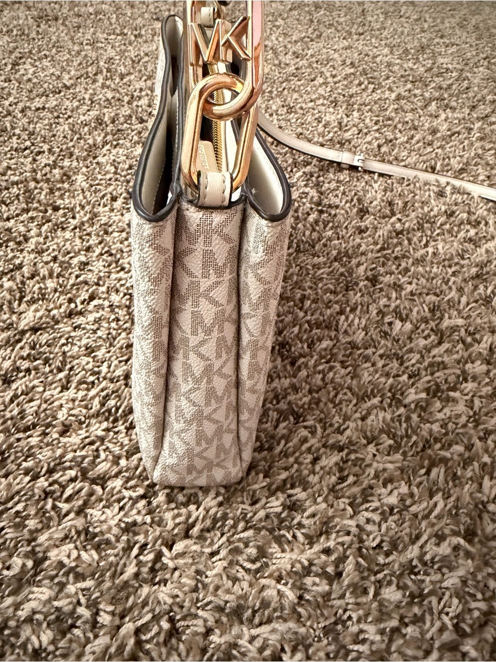 Michael Kors Cream and Light Gray Logo Crossbody Bag - Picture 4 of 5
